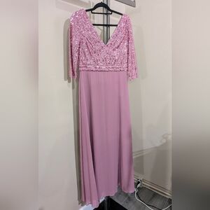 Mauve Pink Sequin Evening Gown